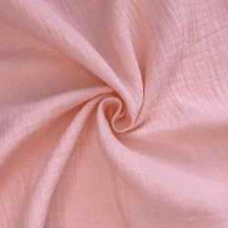 Ткань Муслин Жатый, цвет Нежно-Розовый (на отрез)  в Новотроицке